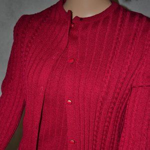 ( NICE ) KEITH ADAMS RED THREE PIECE SWEATER  SKIRT SET SIZE 10